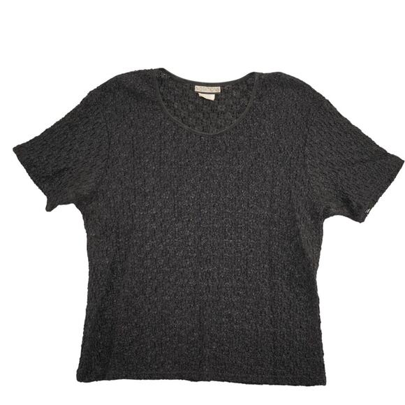 Vintage Notations Black Textured Knit Top Women’s Medium Made in USA - Picture 2 of 5
